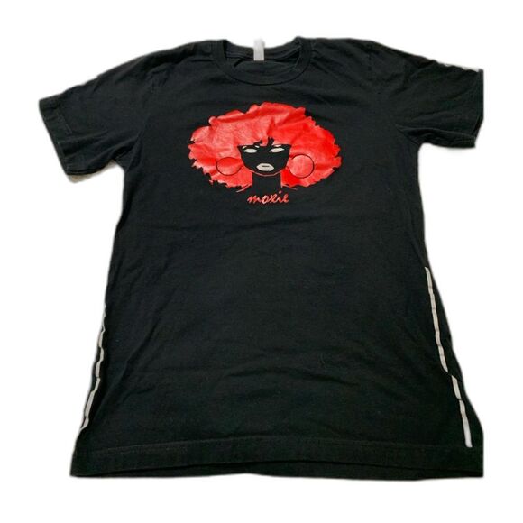 Black Red Afro Moxie Graphic Short Sleeve T-Shirt Small #682 - Picture 1 of 5